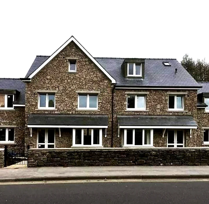 Stone facing on a house
